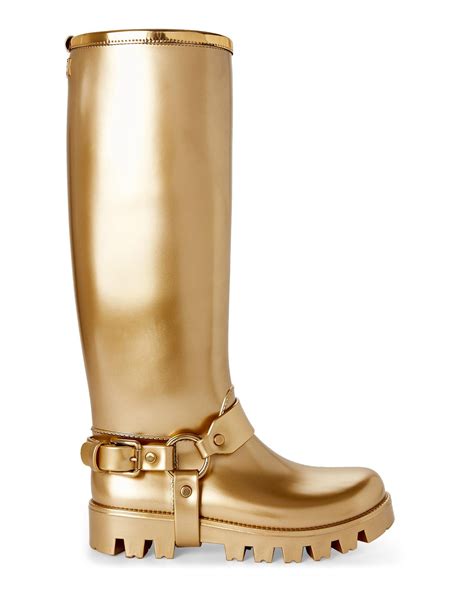 pvc dolce gabbana luxus gummistiefel in gold|Dolce & Gabbana Metallic Gold Rubber PVC Rain Boots .